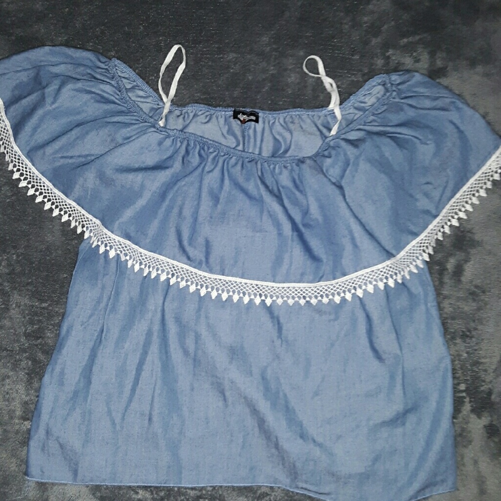 blue off shoulder top